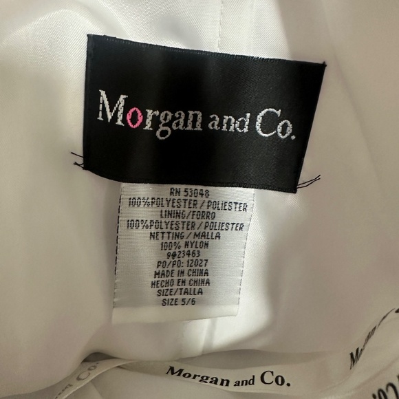 Vtg Morgan & Co Black & White Y2K Beaded Floral Embroidered Formal Prom Dress - Picture 11 of 11